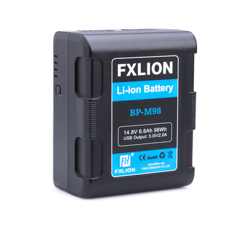 Fxlion BP-M98 98Wh V-Mount Battery แบตเตอรี่ V-Mount ความจุ 98Wh สำหรับกล้อง Blackmagic, RED, Sony, ARRI Mini ราคา 9000 บาท