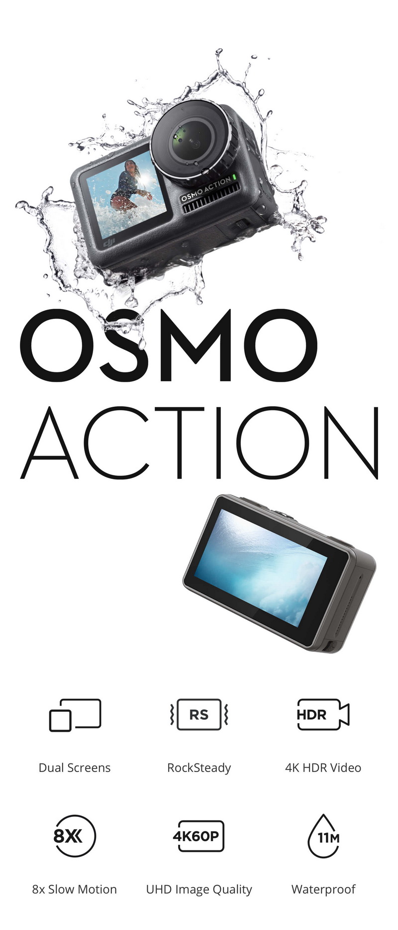 DJI Osmo Action กล้องแอคชั่นแคมรุ่นใหม่ล่าสุดจาก DJI บันทึกความละเอียดสูงสุด 4K60p HDR ราคา 12000 บาท