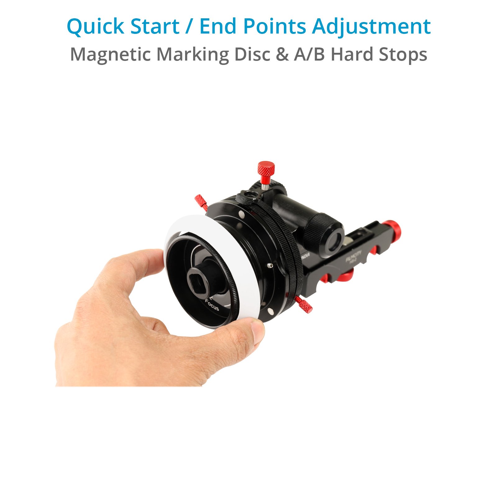 Filmcity HS-2 Follow Focus With Hard Stops ฟอลโล่โฟกัสสำหรับชุดริกกล้องวีดีโอ hard stop มาร์คจุด A/B พร้อมสายรัดเลนส์ ราคา 6700 บาท