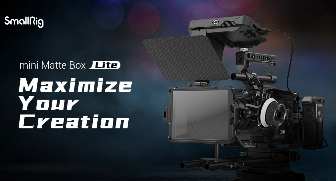 SmallRig Mini Matte Box Lite 3575 แมทบ็อกซ์บังแสงสำหรับชุดริกกล้อง DSLR, Mirrorless น้ำหนักเบา รองรับเลนส์ขนาด 95 มม. พร้อมอแดปเตอร์สำหรับเลนส์ขนาด 67, 72, 77, 82 มม. ถาดใส่ฟิลเตอร์ขนาด 4x5.65 และซองผ้าอย่างดี