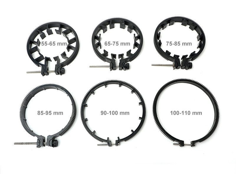 Follow Focus Gear Ring เฟืองติดเลนส์สำหรับใช้ร่วมกับฟอลโล่โฟกัส มี 6 ขนาดให้เลือก ตั้งแต่ 55 - 110 มม. ราคาอันละ 450 บาท