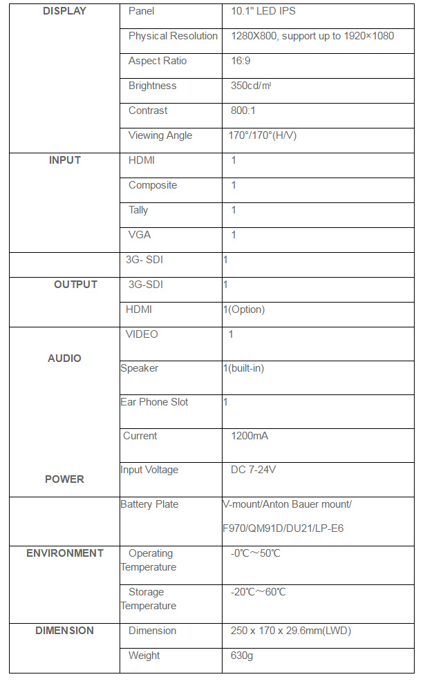 ขายจอมอนิเตอร์ Lilliput TM-1018/S HDMI/3G-SDI Monitor ราคา 23500 บาท