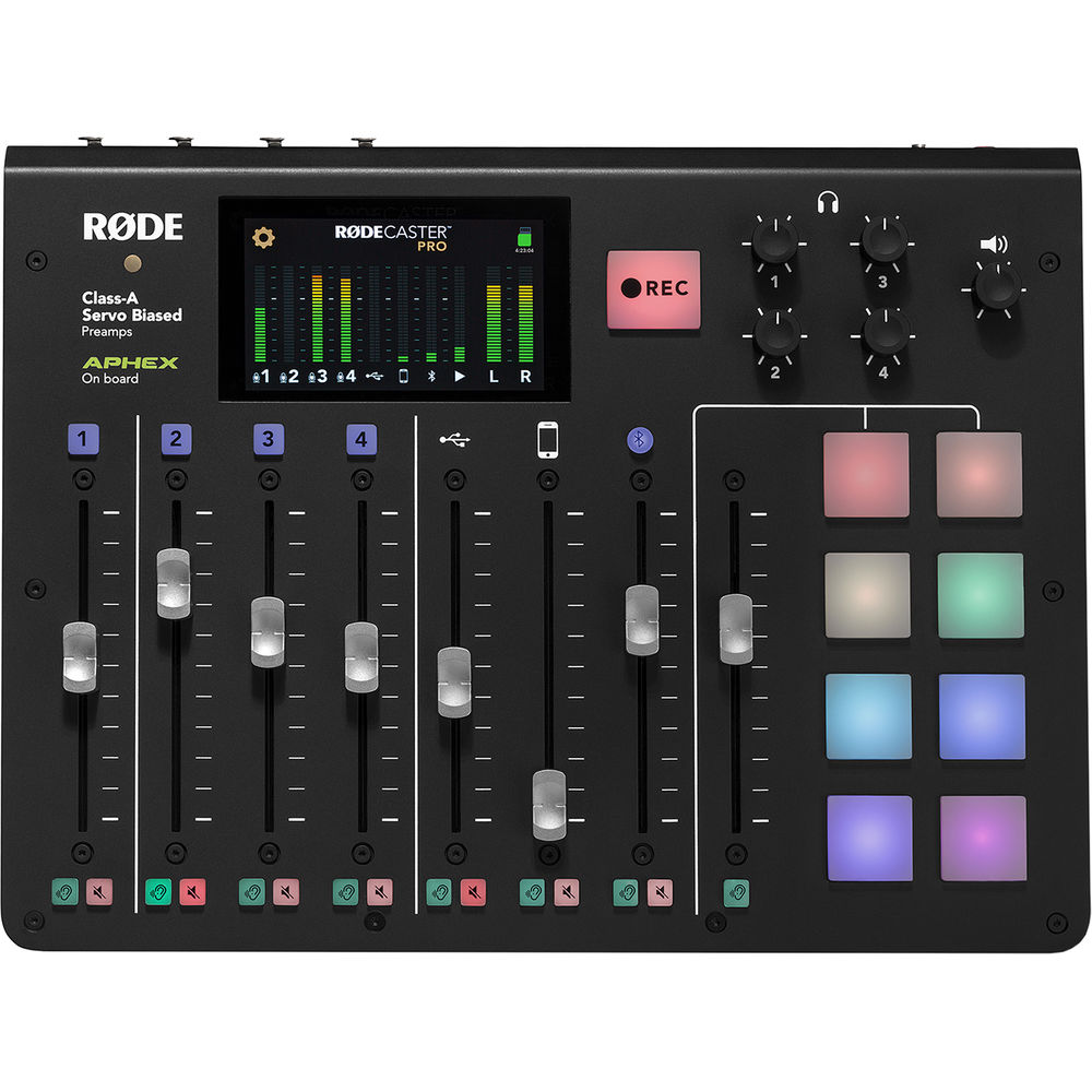 RODECaster Pro Podcast Production Studio อุปกรณ์สำหรับทำ Podcast รองรับไมค์ 4 ตัว เชื่อมต่อกับสมาร์ทโฟน, USB และบลูทูธ ซาวด์เอฟเฟกต์ 8 แบบ ราคา 26900 บาท