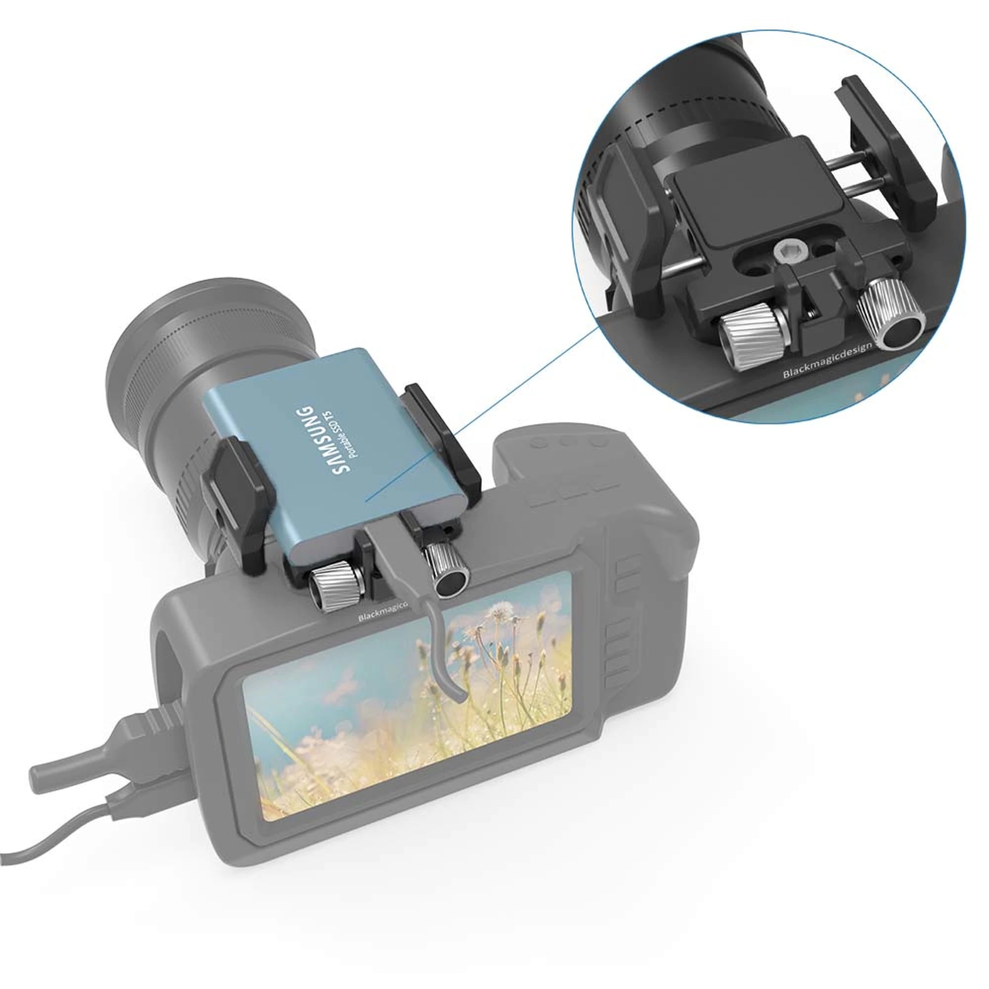 SmallRig Universal Holder for External SSD BSH2343 ที่ยึด SSD เข้ากับชุดริกกล้อง BMPCC 4K/6K, Z Cam E2 ราคา 1400 บาท