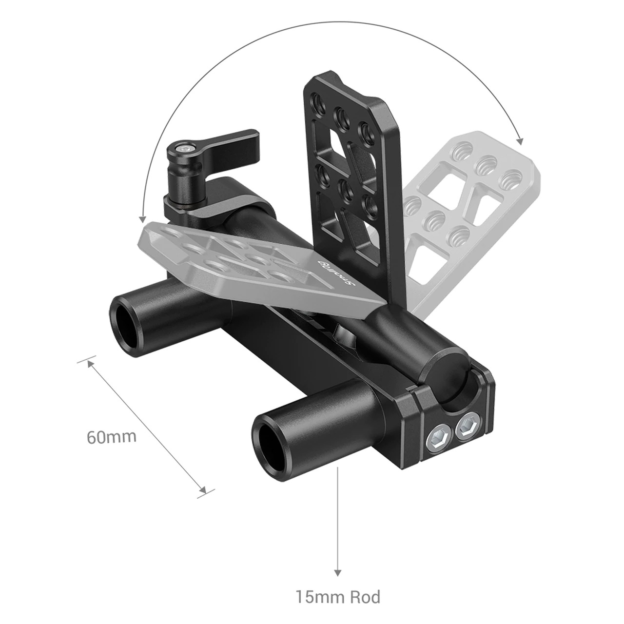 SmallRig Dual 15mm Rod Battery Hinge MD2802 ท่อคู่ขนาดมาตรฐาน 15 มม. พร้อมแท่นสำหรับติดเพลทติดแบต v-mount ปรับองศาได้ ราคา 890 บาท