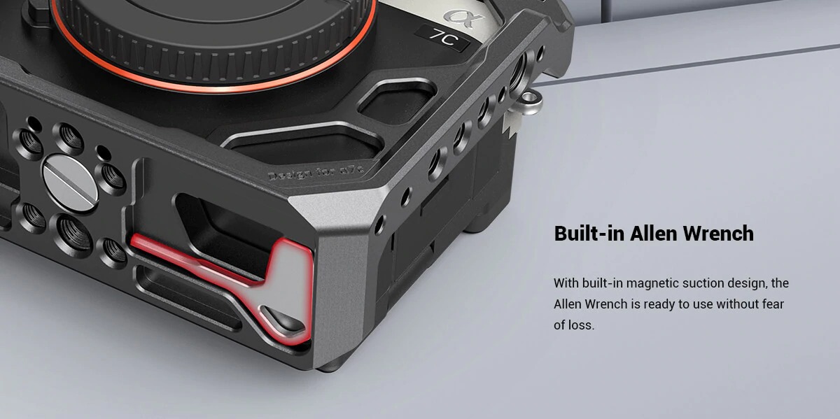 SmallRig Cage for Sony A7C 3081 ชุดริกกล้อง Sony A7C ยึดกล้องด้วยน๊อตสองจุด พร้อมรูน๊อต 1/4, 3/8, Arri Mount และฮอทชู ฐานล่าง Arca ราคา 1350 บาท