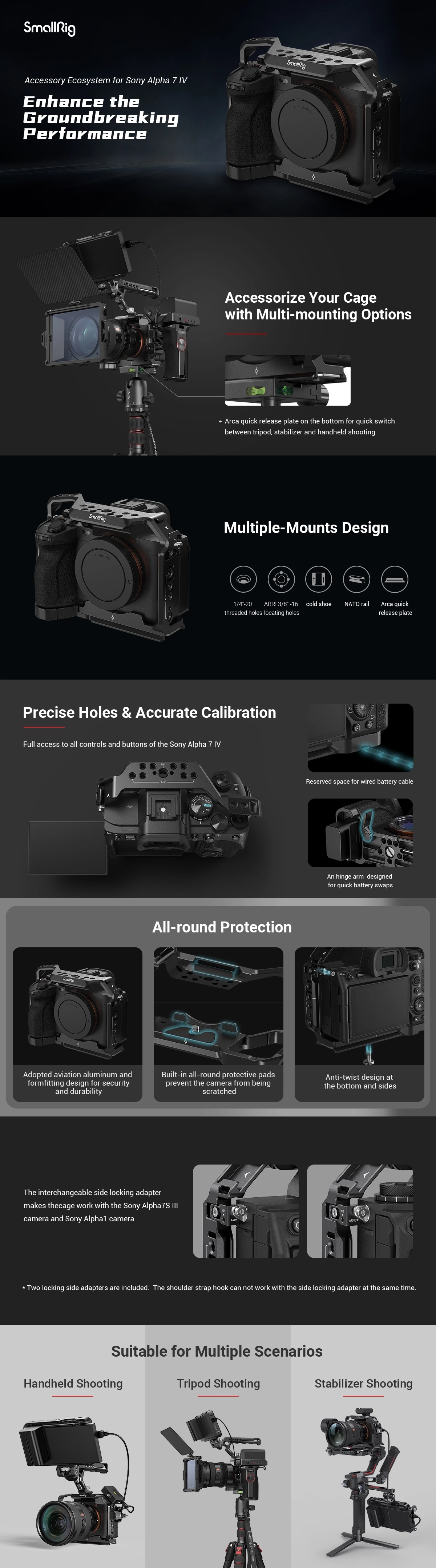SmallRig Full Cage for Sony Alpha 7 IV/Alpha 7S III/Alpha 1/Alpha 7R IV 3667 ชุดริกกล้อง Sony A7 IV / A7SIII / A7RIV ราคา 2350 บาท