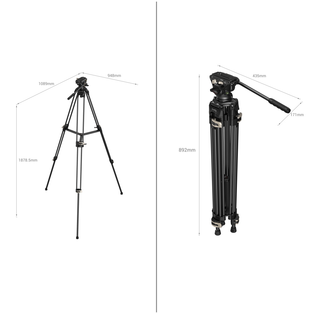 SmallRig Heavy-Duty Fluid Head Tripod AD-01 3751 ขาตั้งกล้องวิดีโอหัวน้ำมัน รองรับเพลท Manfrotto และ DJI RS2 ราคา 6090 บาท